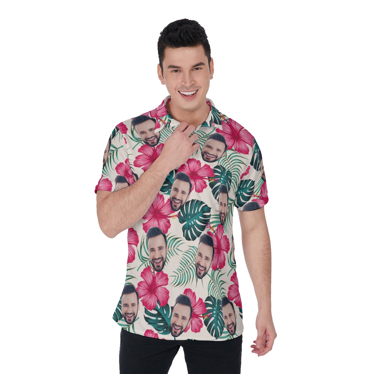 Men's Custom Face Polo Hawaiian Shirt - variant image 1