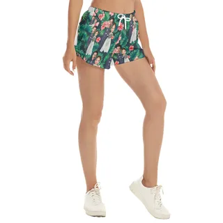 Custom Face Couple Wedding Hawaiian Beach Shorts For Women