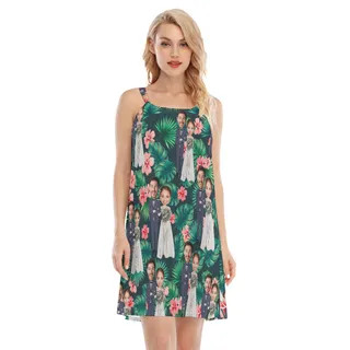 Custom Face Couple Wedding Hawaiian Dress For Women