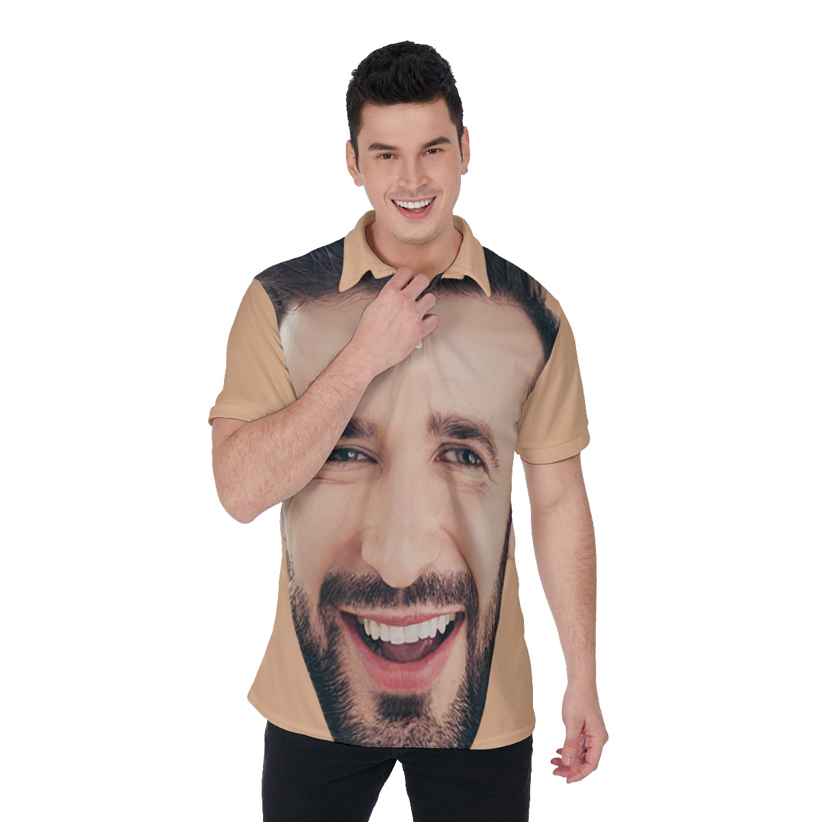 Unique Custom Face Men's Polo Shirt - variant image 1