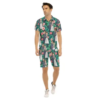 Custom Face Couples Wedding Hawaiian Shirt And Shorts