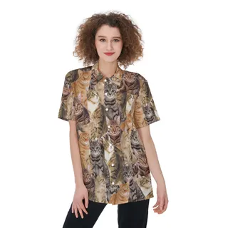 Custom Dog And Cat Photo Women's Hawaiian Shirt