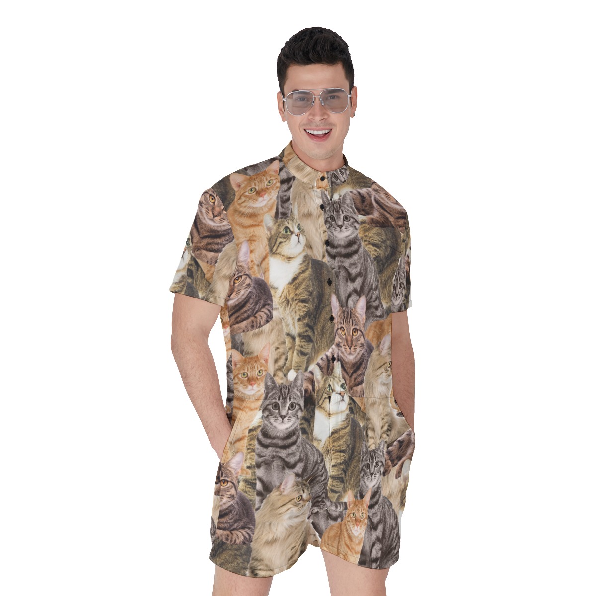 Unique Custom Dog Cat Photo Men's Romper - variant image 1