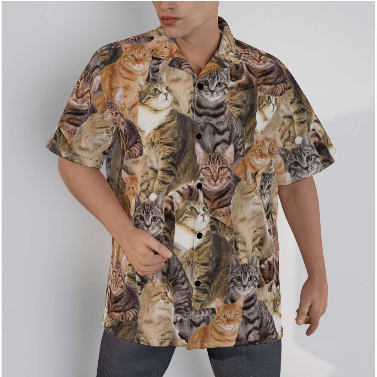 Custom Your Own Photo Cat Lover Hawaiian Shirt - variant image 1