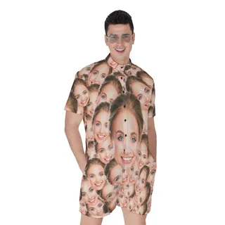 Funny Men's Romper With Custom Face