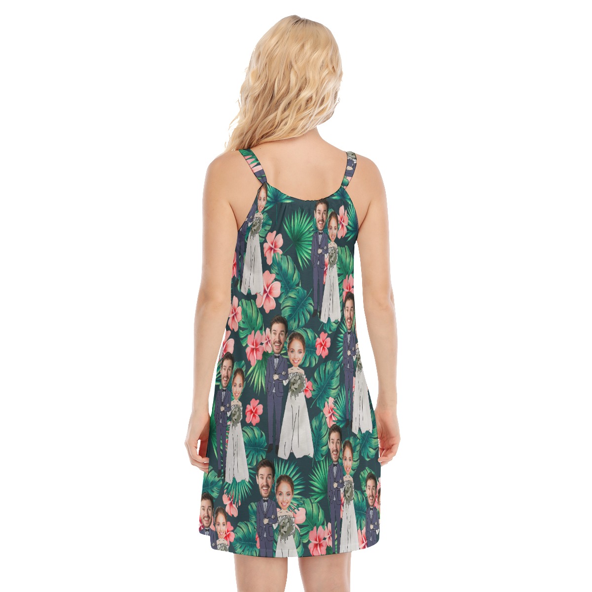 Custom Face Couple Wedding Hawaiian Dress For Women