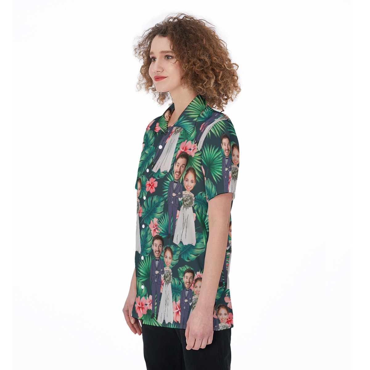 Custom Face Couples Wedding Women's Hawaiian Shirt