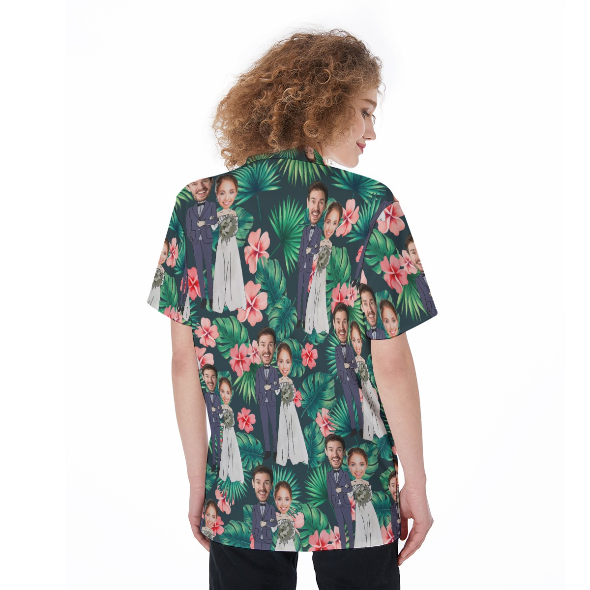 Custom Face Couples Wedding Women's Hawaiian Shirt