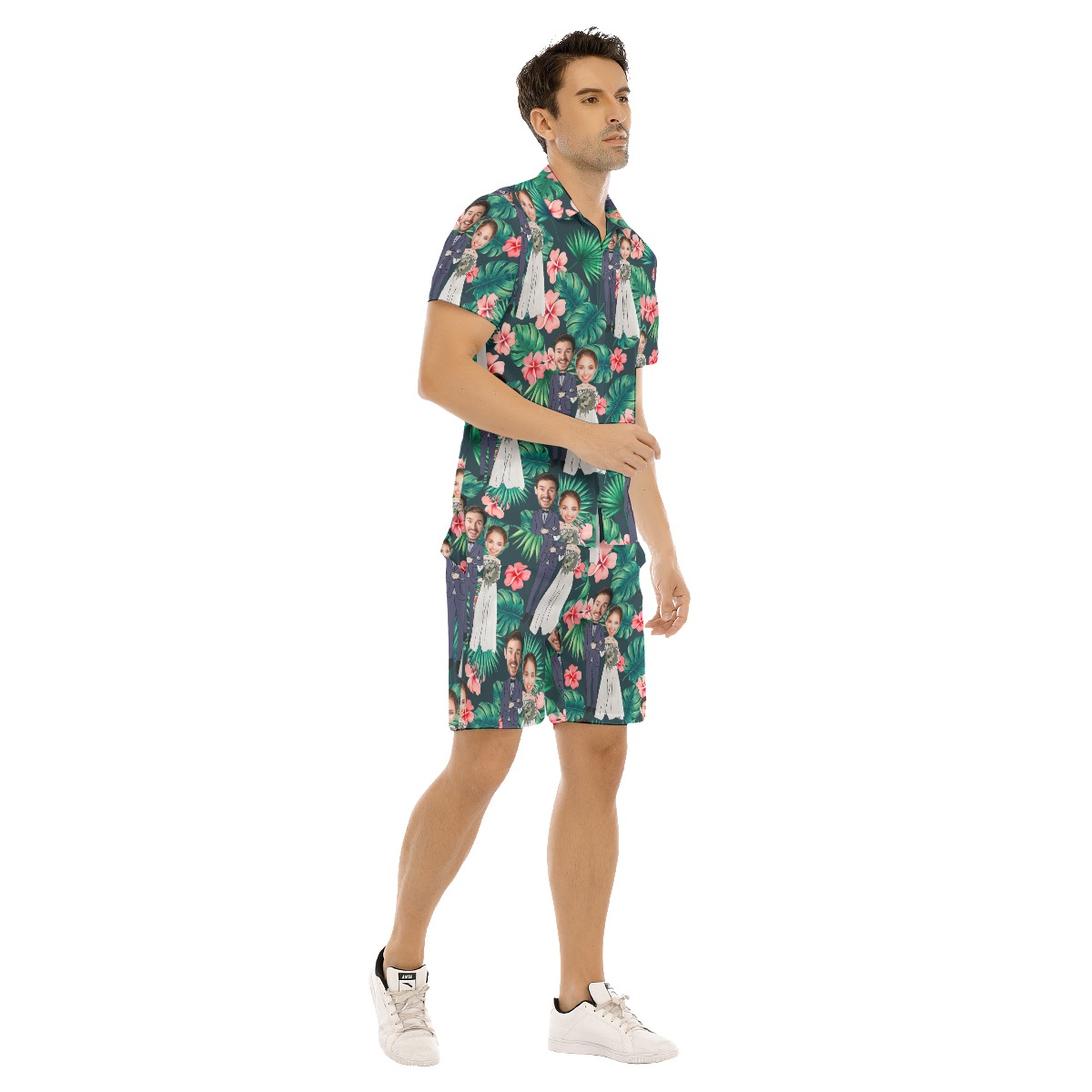 Custom Face Couples Wedding Hawaiian Shirt And Shorts