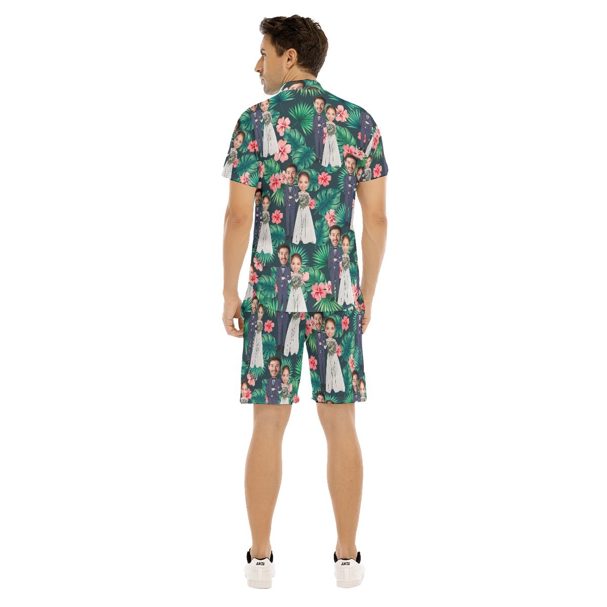 Custom Face Couples Wedding Hawaiian Shirt And Shorts