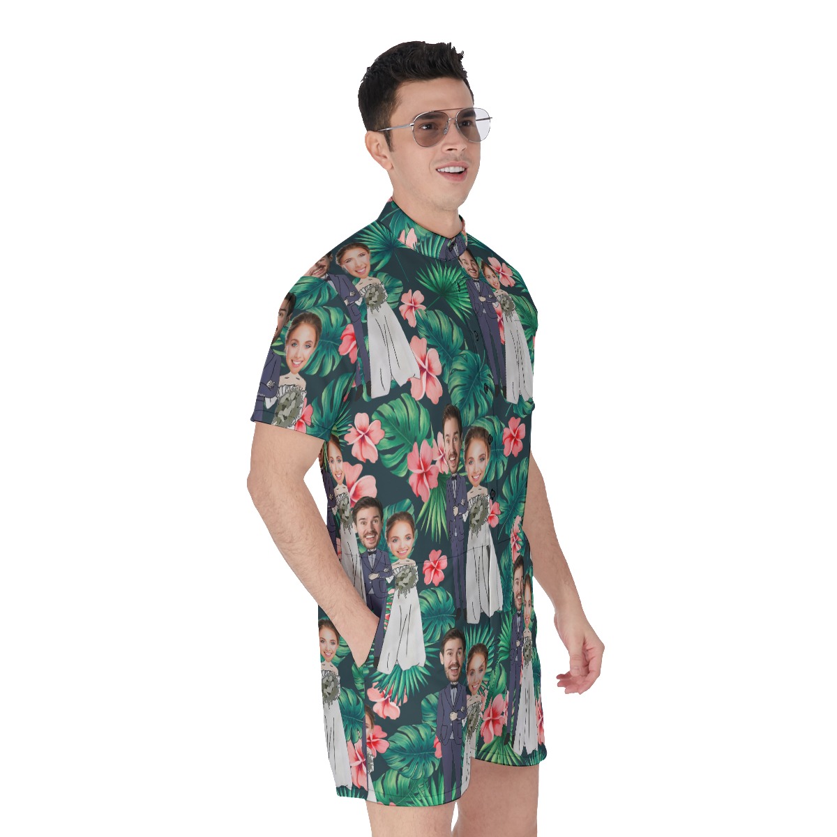Custom Face Couples Tropical Romper For Men