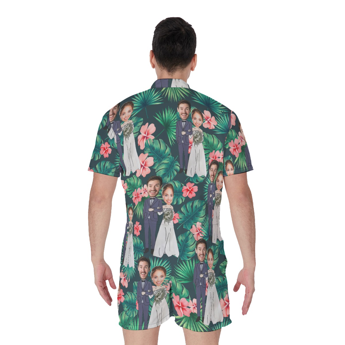 Custom Face Couples Tropical Romper For Men