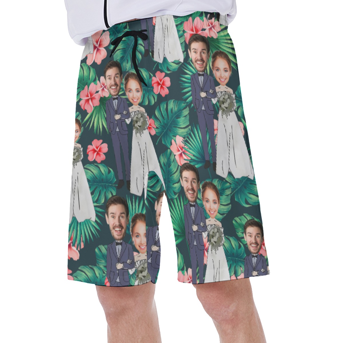 Custom Face Couples Men's Hawaiian Swim Trunks