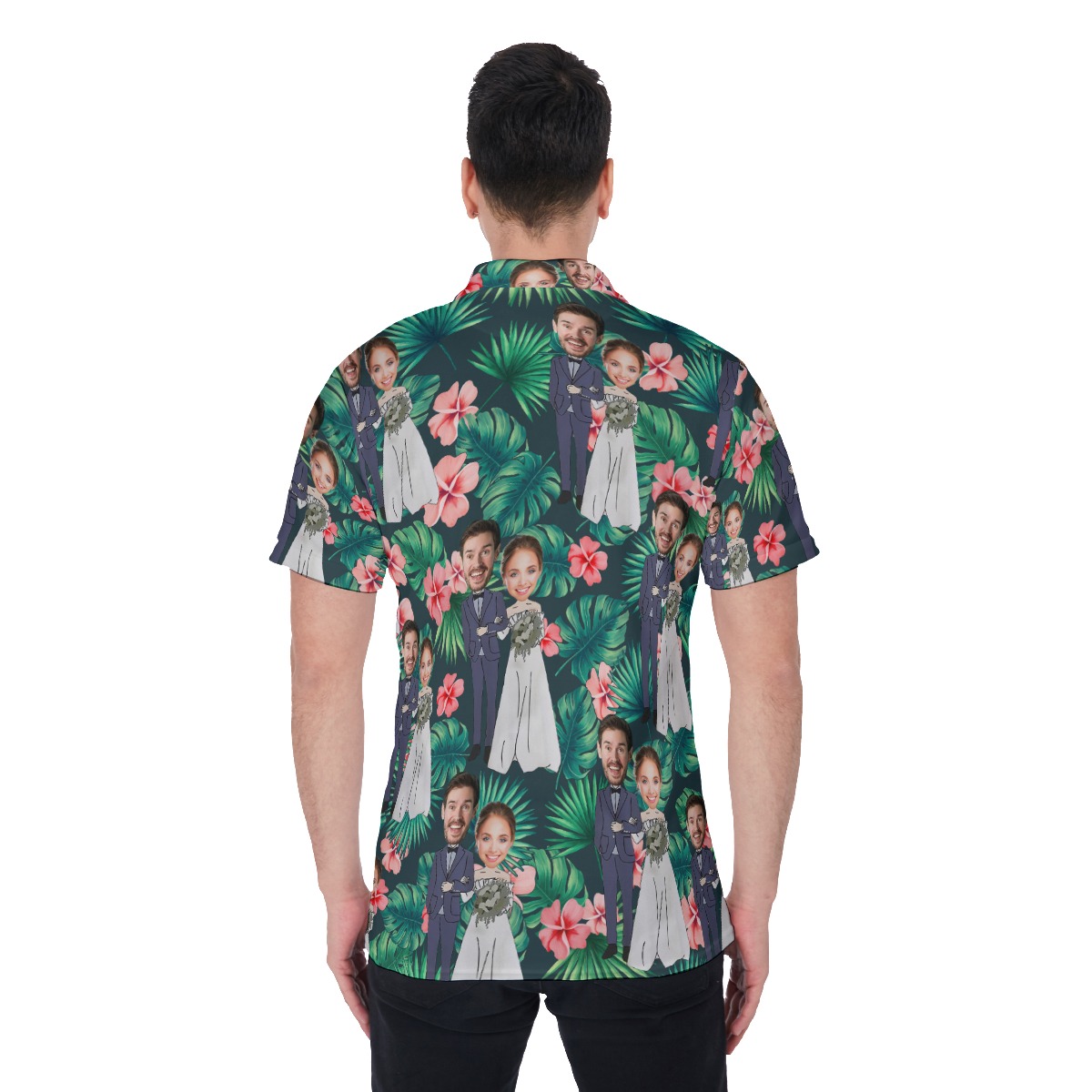 Custom Face Couple Hawaiian Polo Shirt