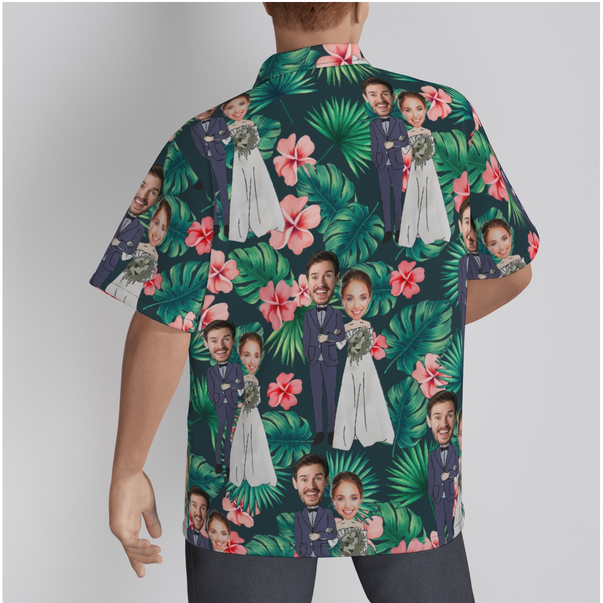 Custom Face Wedding Couple Hawaiian Shirts For Men
