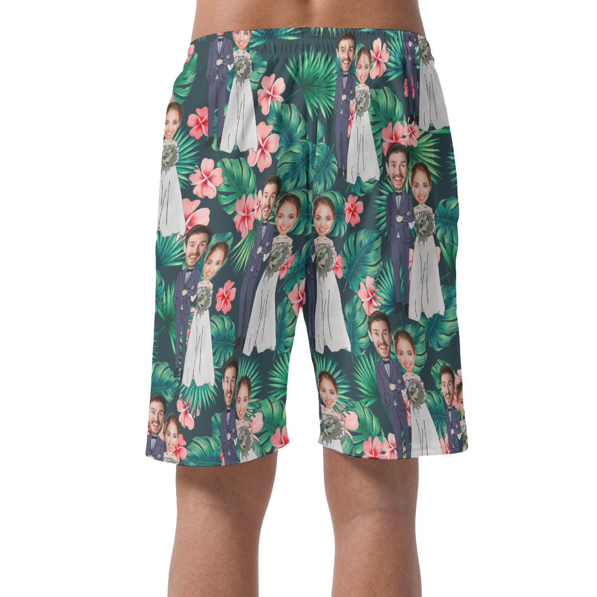 Custom Face Couple Hawaiian Shorts For Men