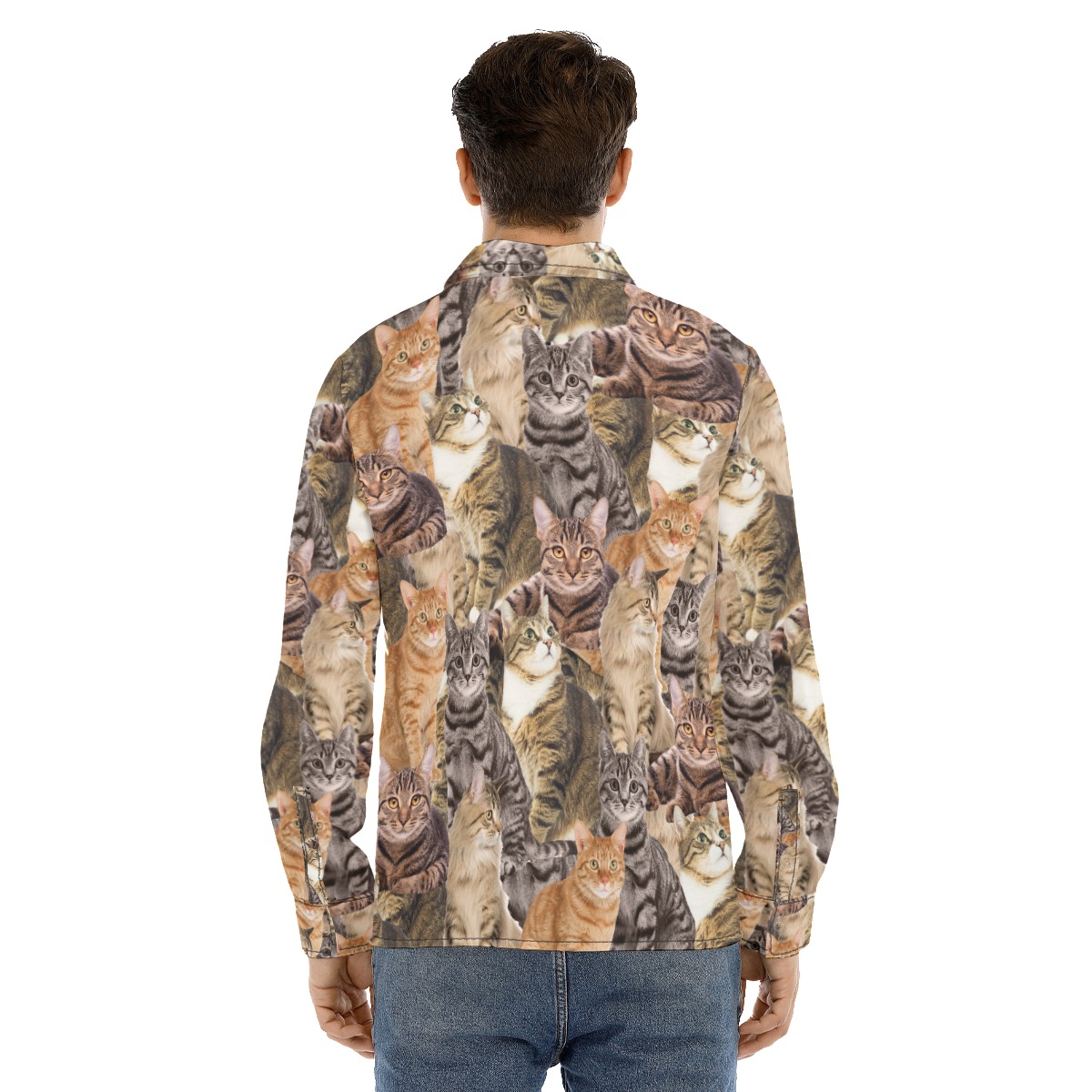 Cat Lovers Custom Photo Long Sleeve Hawaiian Shirt