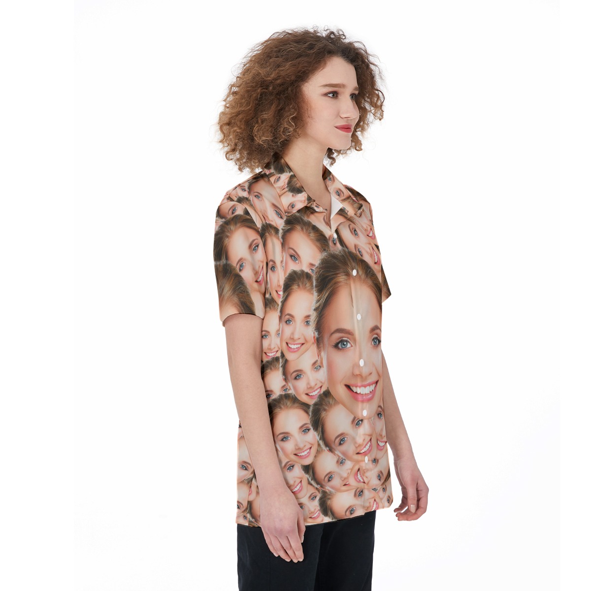 Cool Women's Button Up Shirt With Custom Face