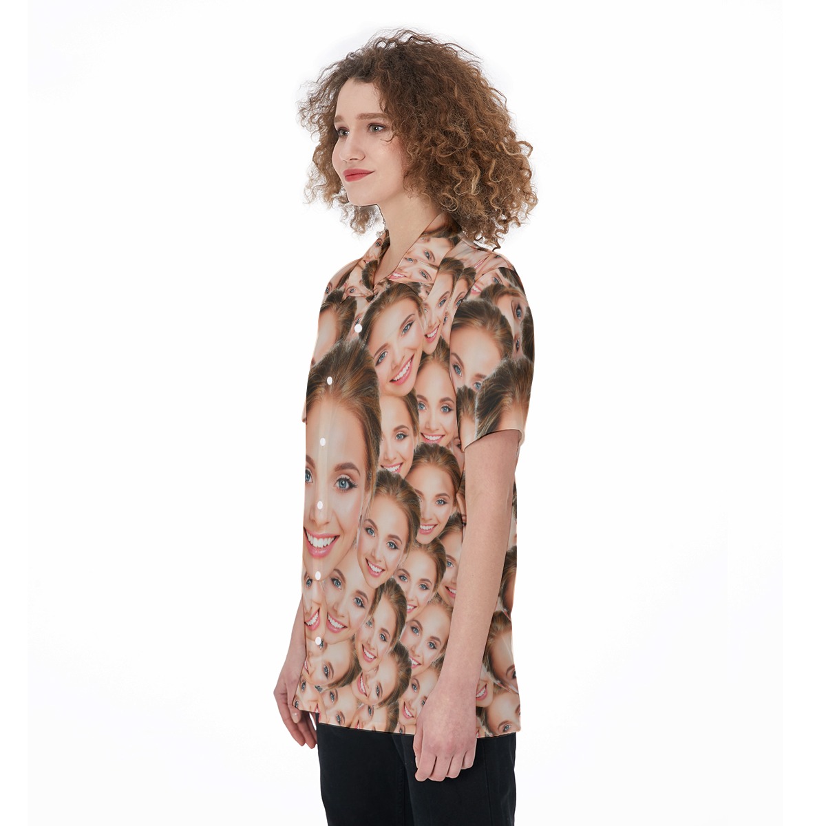 Cool Women's Button Up Shirt With Custom Face
