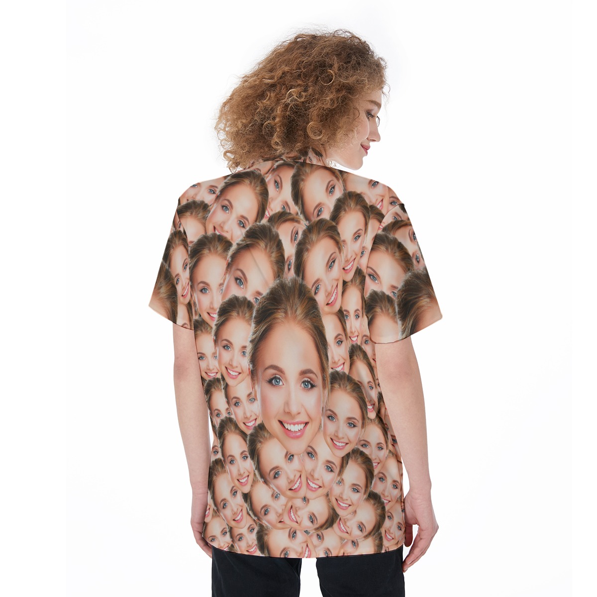 Cool Women's Button Up Shirt With Custom Face