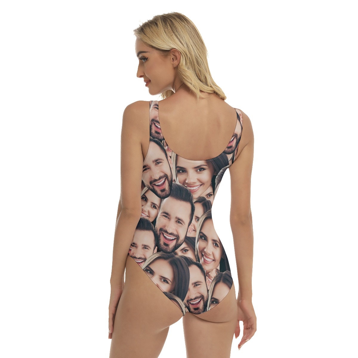 Funny Two Custom Faces Swimsuit