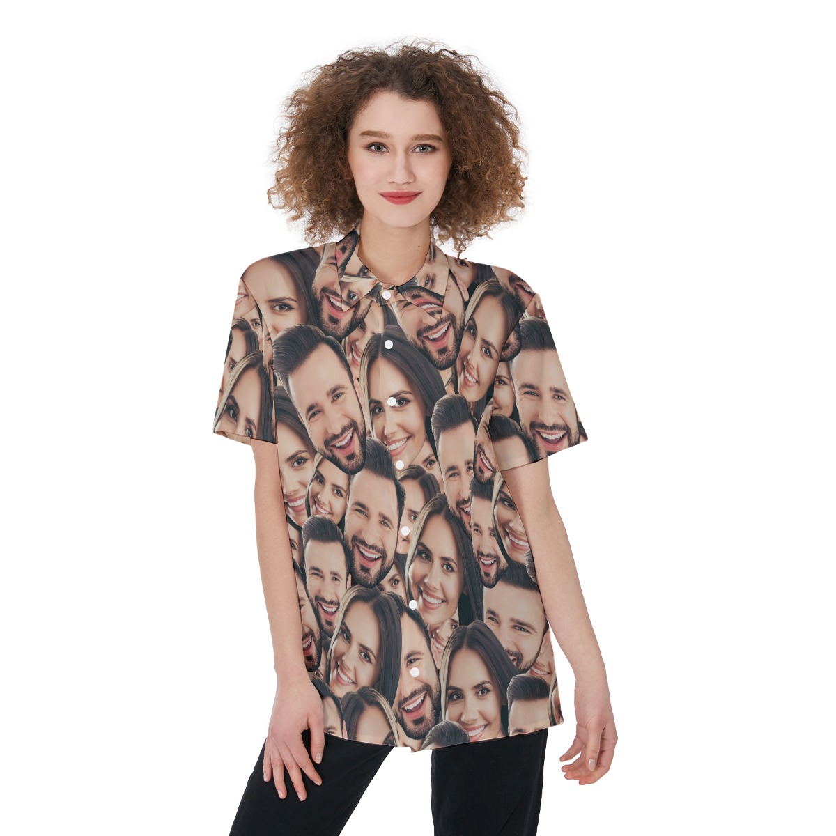2 Photos Custom Face Women Hawaiian Shirt - variant image 1