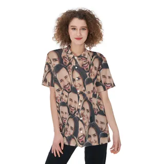2 Photos Custom Face Women Hawaiian Shirt