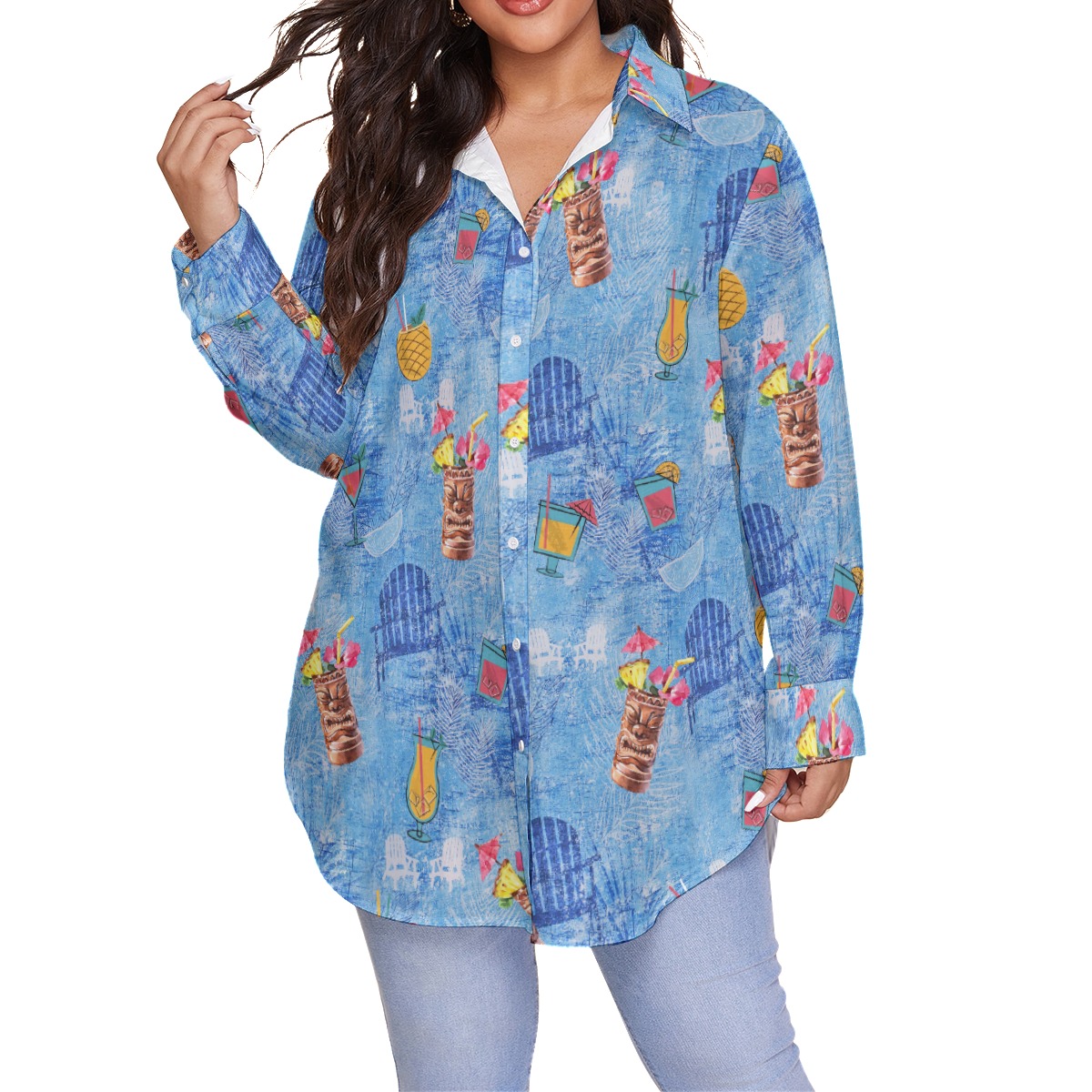 Tiki Bar Drinks Hawaiian Plus Size Shirt For Women - variant image 1