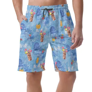 Tiki Drinks Summer Beach Shorts For Men