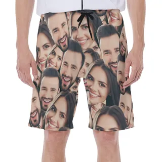 Men's Hawaiian Swim Trunks With Two Custom Faces
