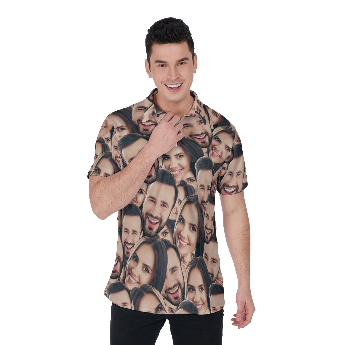 Custom 2 Faces Men's Hawaiian Polo Shirt - variant image 1