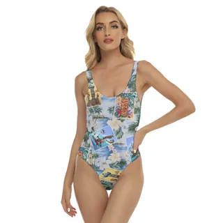 Hawaiian Tiki Floral Summer Swimsuit For Women