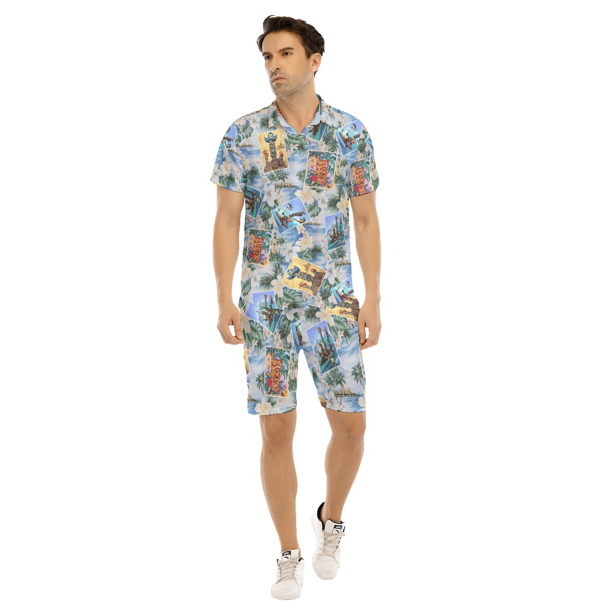 Set Tiki Tropical Hawaiian Shirt And Matching Shorts For Men - variant image 1