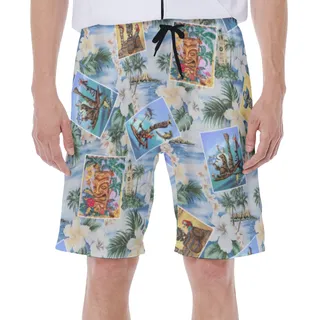 Cute Tiki Tropical Hawaiian Swim Trunks For Men