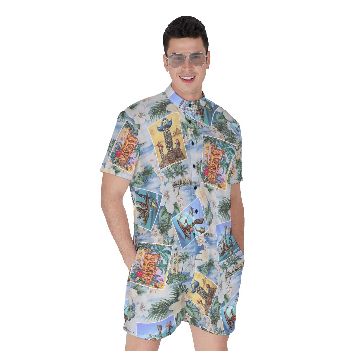 Tropical Tiki Hawaiian Men's Romper - variant image 1