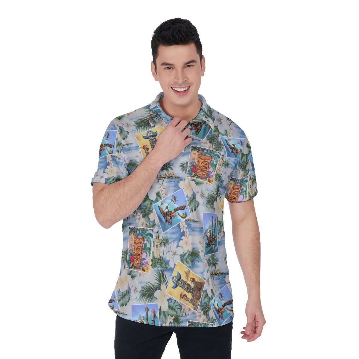 Tiki Tropical Hawaiian Golf Shirt For Men - variant image 1
