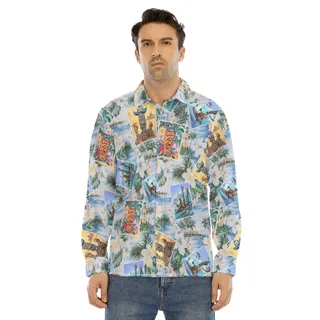 Tropical Tiki Men's Long Sleeve Hawaiian Shirt