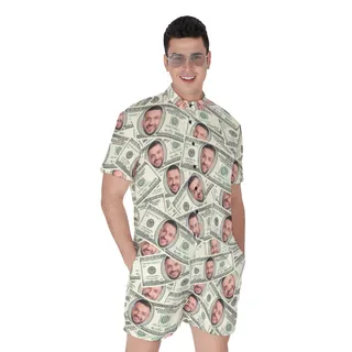 Funny Custom Face Money Hawaiian Romper For Men