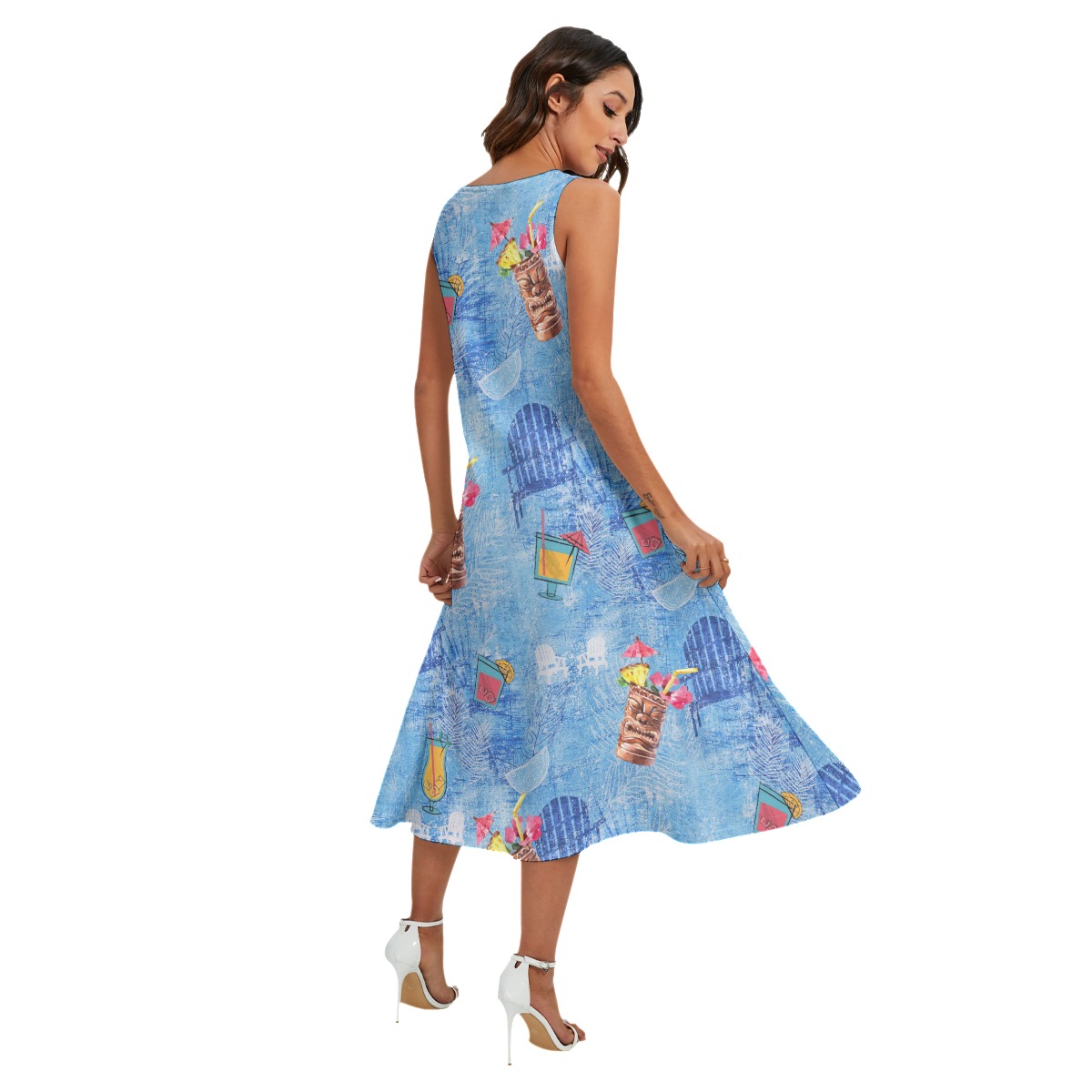 Tiki Cocktail Drinks Hawaiian Long Dress For Women