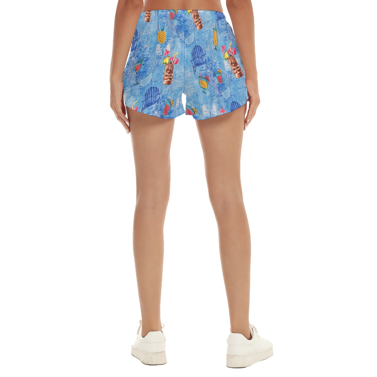 Cool Tiki Cocktail Drinks Summer Beach Shorts For Women