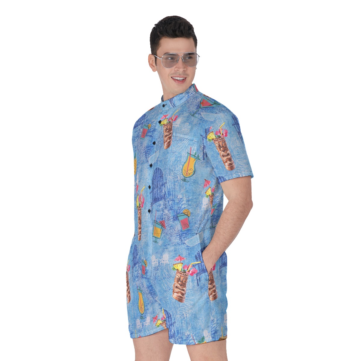 Tiki Cocktails Hawaiian Romper For Men