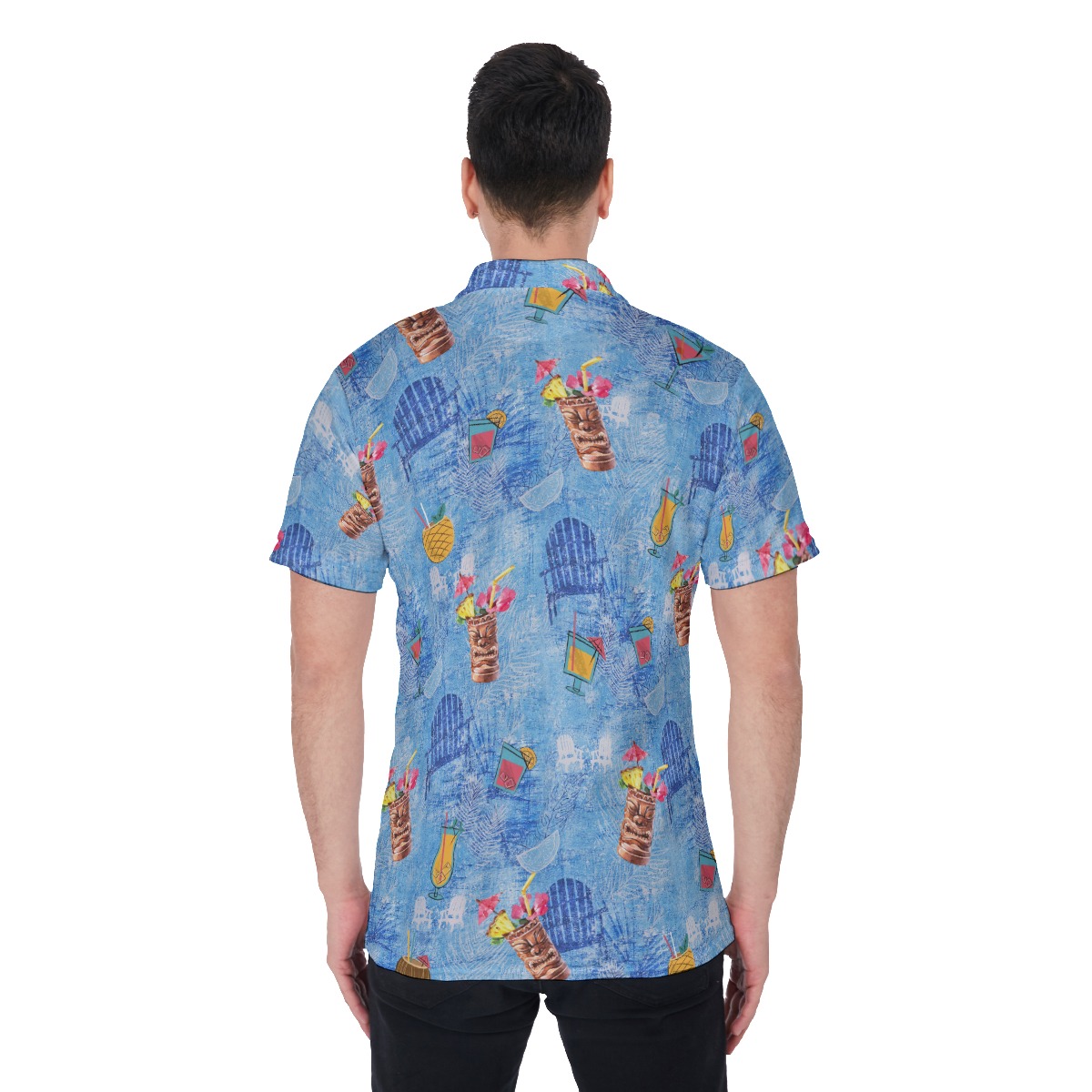Tiki Drink Blue Hawaiian Polo Shirt For Men