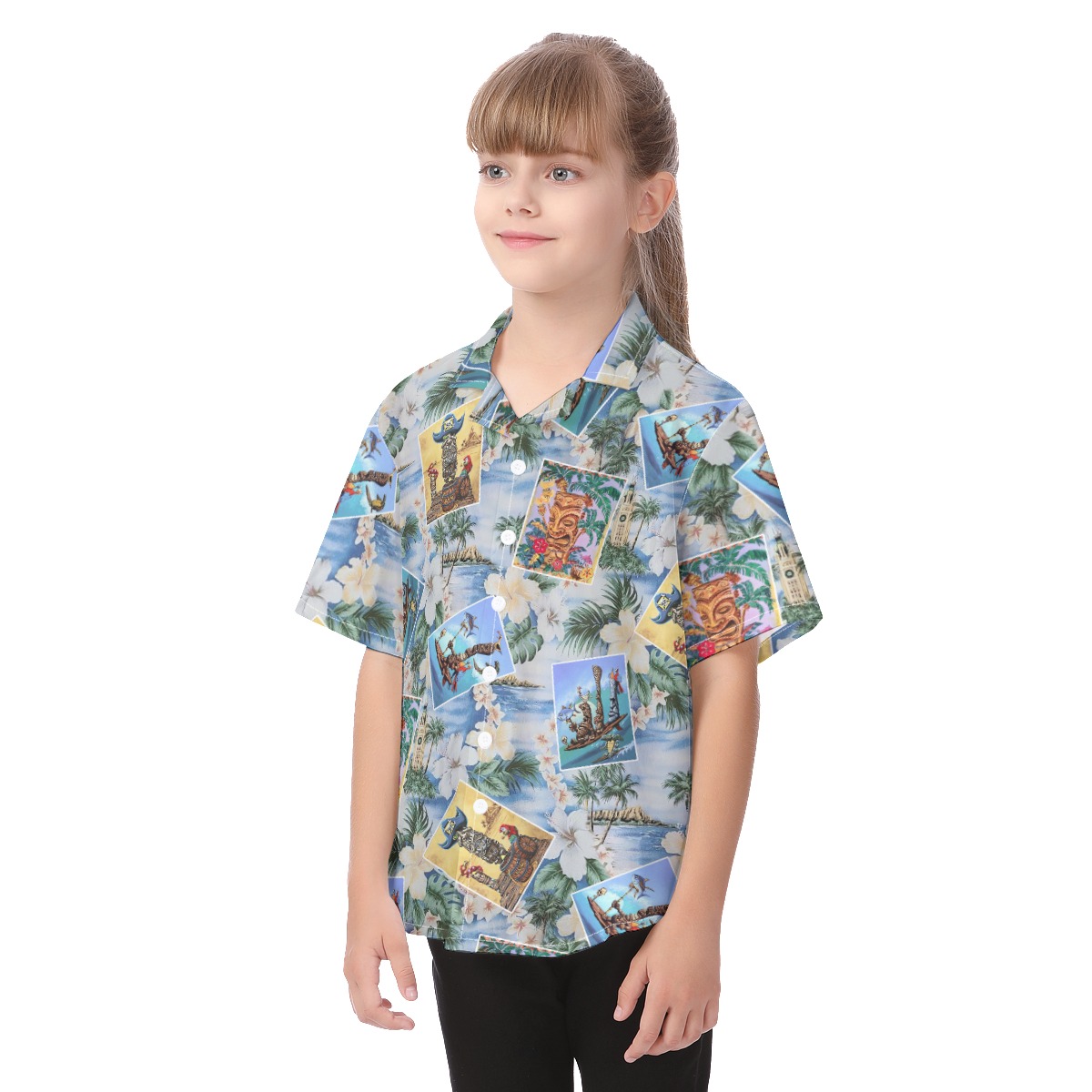 Cute Tiki Tropical Aloha Shirt For Kids