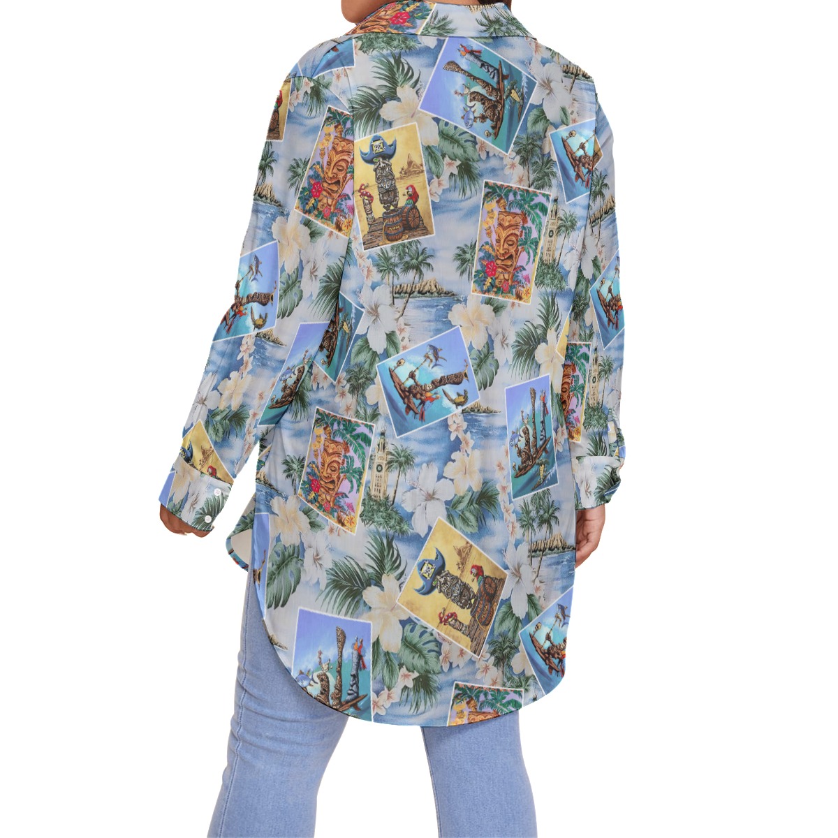 Funny Tiki Floral Women's Hawaiian Plus Size Shirt