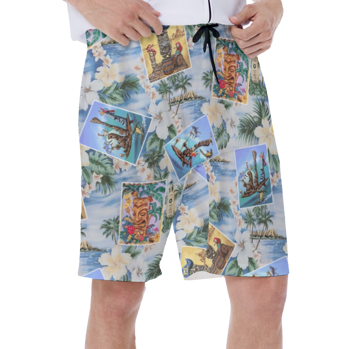 Cute Tiki Tropical Hawaiian Swim Trunks For Men