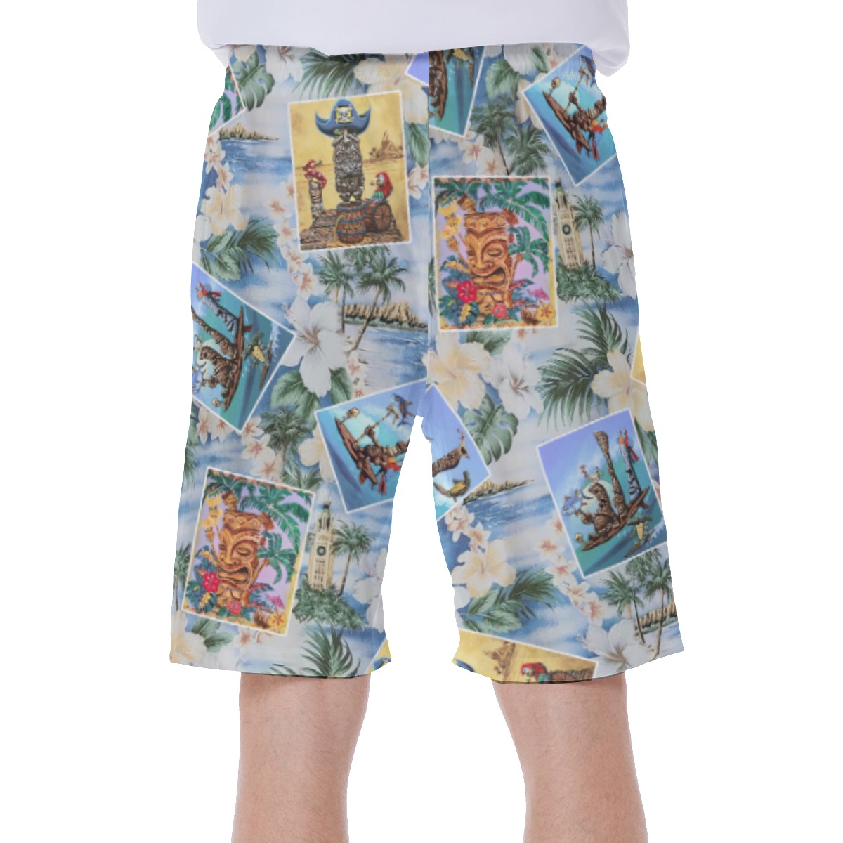 Cute Tiki Tropical Hawaiian Swim Trunks For Men