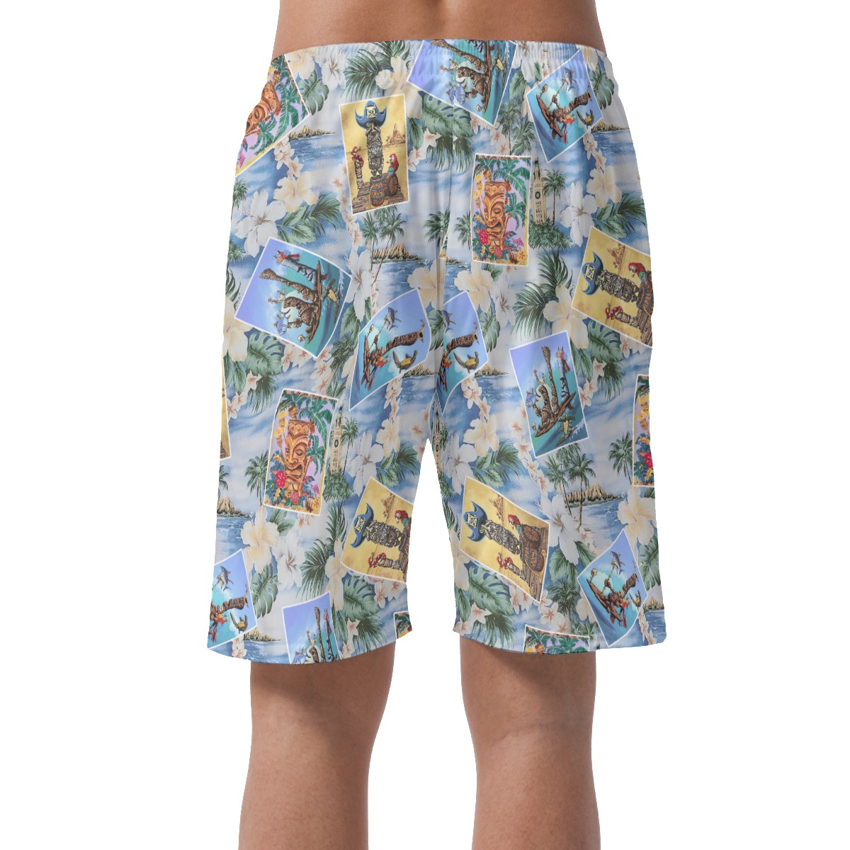 Funny Tiki Floral Summer Aloha Beach Shorts For Men