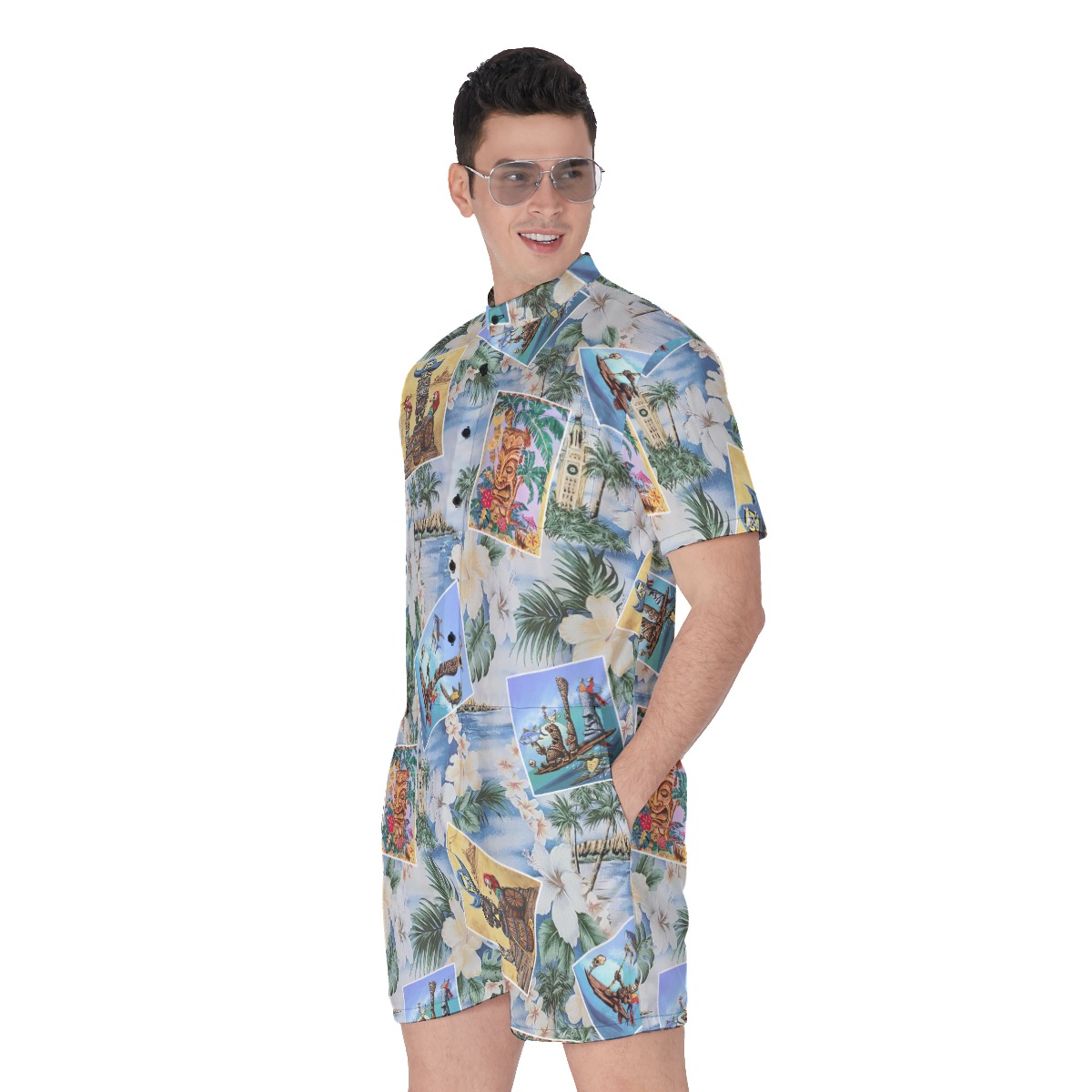 Tropical Tiki Hawaiian Men's Romper