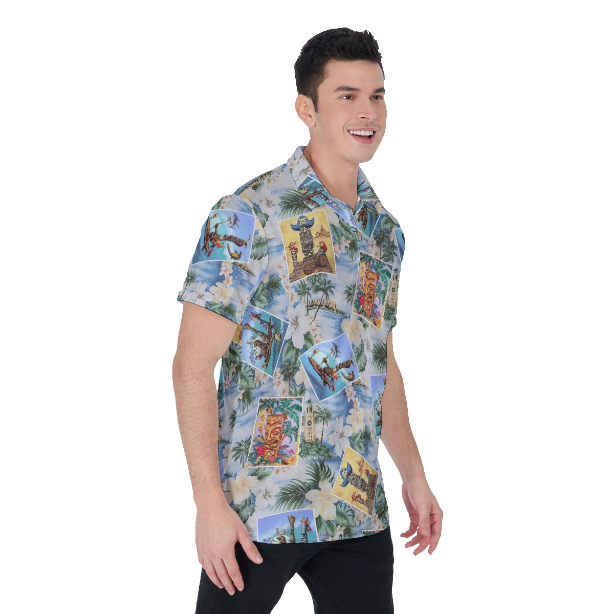 Tiki Tropical Hawaiian Golf Shirt For Men