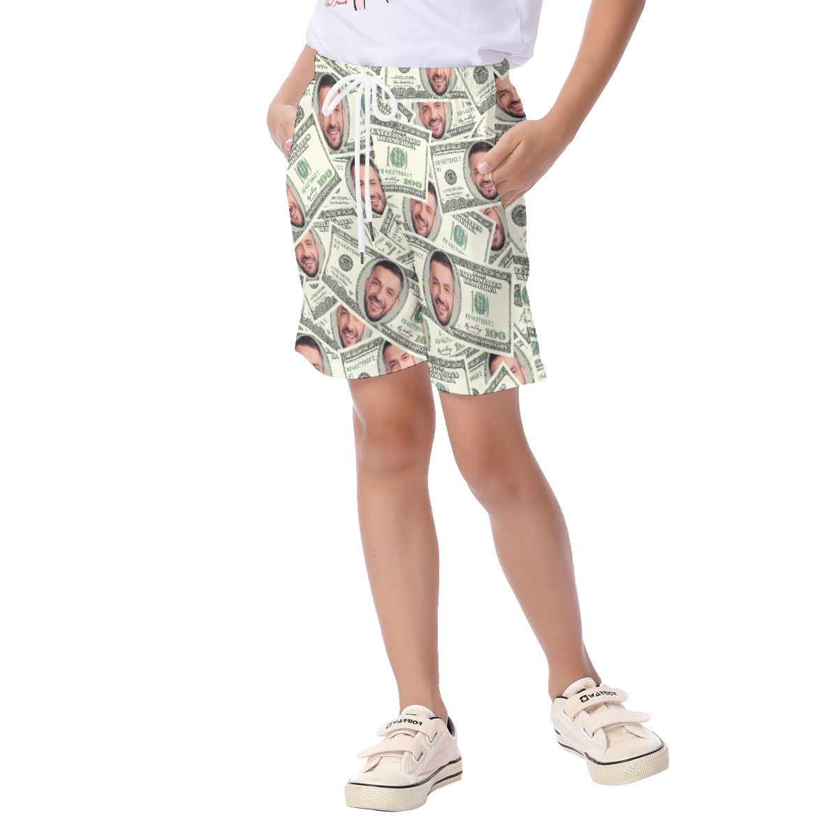 Cute Custom Face Money Summer Aloha Beach Shorts For Kids